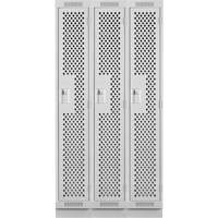 Clean Line Lockers, Bank of 3, 36" x 12" x 76", Steel, Grey, Rivet (Assembled), Perforated Distribution Élite MP