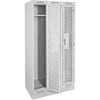 Clean Line Lockers, Bank of 3, 36" x 12" x 76", Steel, Grey, Rivet (Assembled), Perforated Distribution Élite MP