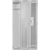Clean Line Lockers, Bank of 3, 36" x 12" x 76", Steel, Grey, Rivet (Assembled), Perforated Distribution Élite MP