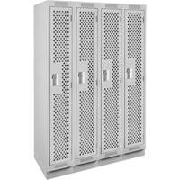 Clean Line Lockers, Bank of 4, 48" x 12" x 76", Steel, Grey, Rivet (Assembled), Perforated Distribution Élite MP