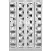 Clean Line Lockers, Bank of 4, 48" x 12" x 76", Steel, Grey, Rivet (Assembled), Perforated Distribution Élite MP