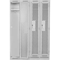 Clean Line Lockers, Bank of 4, 48" x 12" x 76", Steel, Grey, Rivet (Assembled), Perforated Distribution Élite MP
