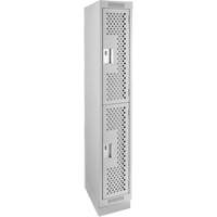 Clean Line Lockers, 2 -tier, 12" x 18" x 76", Steel, Grey, Rivet (Assembled), Perforated Distribution Élite MP