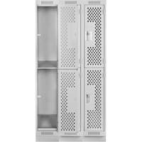 Clean Line Lockers, 2 -tier, Bank of 3, 36" x 15" x 76", Steel, Grey, Rivet (Assembled), Perforated Distribution Élite MP