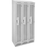 Clean Line Lockers, Bank of 3, 36" x 18" x 82", Steel, Grey, Rivet (Assembled), Perforated Distribution Élite MP