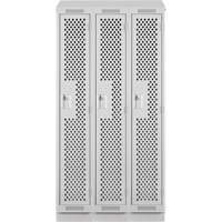 Clean Line Lockers, Bank of 3, 36" x 18" x 82", Steel, Grey, Rivet (Assembled), Perforated Distribution Élite MP