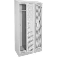 Clean Line Lockers, Bank of 3, 36" x 18" x 82", Steel, Grey, Rivet (Assembled), Perforated Distribution Élite MP