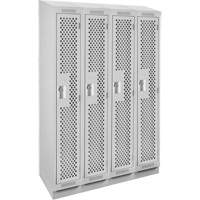 Clean Line Lockers, Bank of 4, 48" x 18" x 82", Steel, Grey, Rivet (Assembled), Perforated Distribution Élite MP