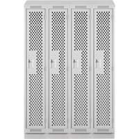 Clean Line Lockers, Bank of 4, 48" x 18" x 82", Steel, Grey, Rivet (Assembled), Perforated Distribution Élite MP
