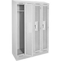 Clean Line Lockers, Bank of 4, 48" x 18" x 82", Steel, Grey, Rivet (Assembled), Perforated Distribution Élite MP