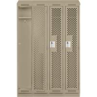 Clean Line Lockers, Bank of 4, 48" x 18" x 82", Steel, Grey, Rivet (Assembled), Perforated Distribution Élite MP