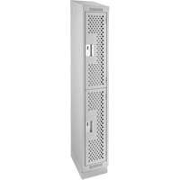 Clean Line Lockers, 2 -tier, 12" x 12" x 82", Steel, Grey, Rivet (Assembled), Perforated Distribution Élite MP