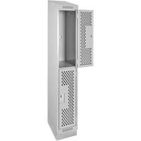 Clean Line Lockers, 2 -tier, 12" x 12" x 82", Steel, Grey, Rivet (Assembled), Perforated Distribution Élite MP