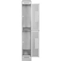 Clean Line Lockers, 2 -tier, 12" x 12" x 82", Steel, Grey, Rivet (Assembled), Perforated Distribution Élite MP