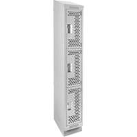 Clean Line Lockers, 3 -tier, 12" x 18" x 82", Steel, Grey, Rivet (Assembled), Perforated Distribution Élite MP
