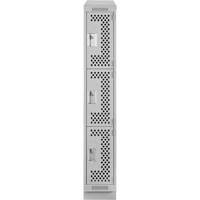 Clean Line Lockers, 3 -tier, 12" x 18" x 82", Steel, Grey, Rivet (Assembled), Perforated Distribution Élite MP