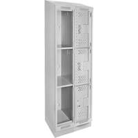 Clean Line Lockers, 3 -tier, Bank of 2, 24" x 18" x 82", Steel, Grey, Rivet (Assembled), Perforated Distribution Élite MP