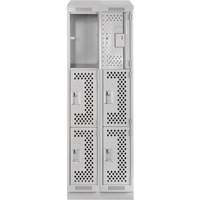 Clean Line Lockers, 3 -tier, Bank of 2, 24" x 18" x 82", Steel, Grey, Rivet (Assembled), Perforated Distribution Élite MP