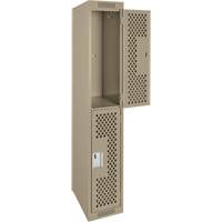 Clean Line Lockers, 2 -tier, 12" x 15" x 72", Steel, Beige, Rivet (Assembled), Perforated Distribution Élite MP
