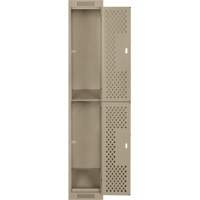 Clean Line Lockers, 2 -tier, 12" x 15" x 72", Steel, Beige, Rivet (Assembled), Perforated Distribution Élite MP