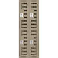 Clean Line Lockers, 2 -tier, Bank of 2, 24" x 15" x 72", Steel, Beige, Rivet (Assembled), Perforated Distribution Élite MP