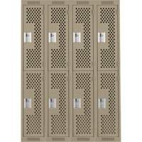 Clean Line Lockers, 2 -tier, Bank of 4, 48" x 15" x 72", Steel, Beige, Rivet (Assembled), Perforated Distribution Élite MP