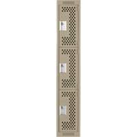 Clean Line Lockers, 3 -tier, 12" x 12" x 72", Steel, Beige, Rivet (Assembled), Perforated Distribution Élite MP