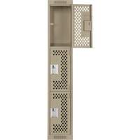 Clean Line Lockers, 3 -tier, 12" x 12" x 72", Steel, Beige, Rivet (Assembled), Perforated Distribution Élite MP