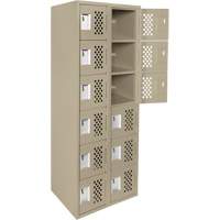 Clean-Line Perforated Lockerette, 6 -tier, Bank of 2, 15" x 72" x 12", Steel Distribution Élite MP