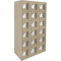 Clean-Line Perforated Lockerette, 6 -tier, Bank of 3, 15" x 72" x 12", Steel Distribution Élite MP