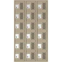 Clean-Line Perforated Lockerette, 6 -tier, Bank of 3, 15" x 72" x 12", Steel Distribution Élite MP