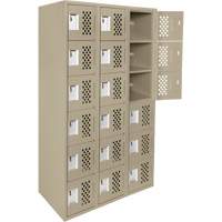 Clean-Line Perforated Lockerette, 6 -tier, Bank of 3, 15" x 72" x 12", Steel Distribution Élite MP
