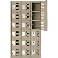 Clean-Line Perforated Lockerette, 6 -tier, Bank of 3, 15" x 72" x 12", Steel Distribution Élite MP