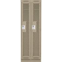 Clean Line Lockers, Bank of 2, 24" x 12" x 76", Steel, Beige, Rivet (Assembled), Perforated Distribution Élite MP