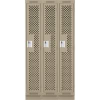 Clean Line Lockers, Bank of 3, 36" x 12" x 76", Steel, Beige, Rivet (Assembled), Perforated Distribution Élite MP