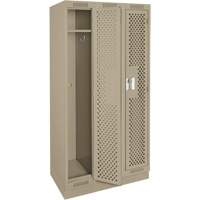 Clean Line Lockers, Bank of 3, 36" x 12" x 76", Steel, Beige, Rivet (Assembled), Perforated Distribution Élite MP
