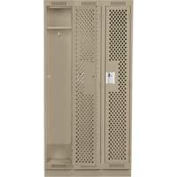 Clean Line Lockers, Bank of 3, 36" x 12" x 76", Steel, Beige, Rivet (Assembled), Perforated Distribution Élite MP