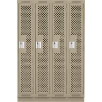 Clean Line Lockers, Bank of 4, 48" x 12" x 76", Steel, Beige, Rivet (Assembled), Perforated Distribution Élite MP