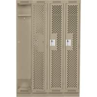 Clean Line Lockers, Bank of 4, 48" x 12" x 76", Steel, Beige, Rivet (Assembled), Perforated Distribution Élite MP