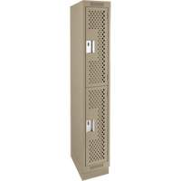 Clean Line Lockers, 2 -tier, 12" x 15" x 76", Steel, Beige, Rivet (Assembled), Perforated Distribution Élite MP