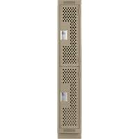 Clean Line Lockers, 2 -tier, 12" x 15" x 76", Steel, Beige, Rivet (Assembled), Perforated Distribution Élite MP