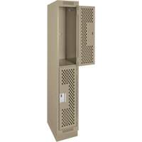 Clean Line Lockers, 2 -tier, 12" x 15" x 76", Steel, Beige, Rivet (Assembled), Perforated Distribution Élite MP