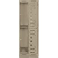 Clean Line Lockers, 2 -tier, Bank of 2, 24" x 15" x 76", Steel, Beige, Rivet (Assembled), Perforated Distribution Élite MP