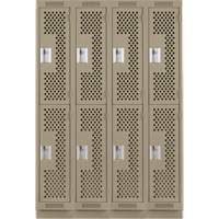 Clean Line Lockers, 2 -tier, Bank of 4, 48" x 15" x 76", Steel, Beige, Rivet (Assembled), Perforated Distribution Élite MP