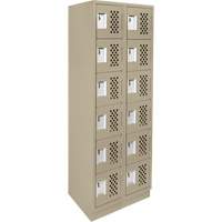 Assembled Lockerettes Clean Line Perforated Economy Lockers, 6 -tier, Bank of 2, 18" x 72" x 12", Steel Distribution Élite MP
