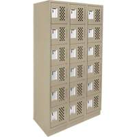 Assembled Lockerettes Clean Line Perforated Economy Lockers, 6 -tier, Bank of 3, 18" x 72" x 12", Steel Distribution Élite MP