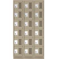 Assembled Lockerettes Clean Line Perforated Economy Lockers, 6 -tier, Bank of 3, 18" x 72" x 12", Steel Distribution Élite MP