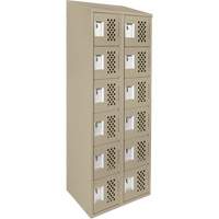 Assembled Lockerettes Clean Line Perforated Economy Lockers, 6 -tier, Bank of 2, 18" x 72" x 12", Steel Distribution Élite MP