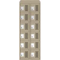Assembled Lockerettes Clean Line Perforated Economy Lockers, 6 -tier, Bank of 2, 18" x 72" x 12", Steel Distribution Élite MP