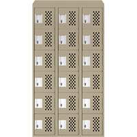 Assembled Lockerettes Clean Line Perforated Economy Lockers, 6 -tier, Bank of 3, 18" x 72" x 12", Steel Distribution Élite MP